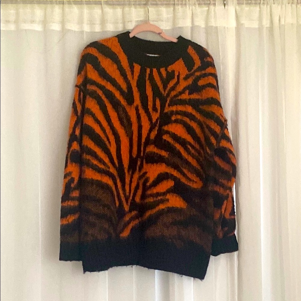 NWT TopShop Orange & Black Tiger Print Sweater